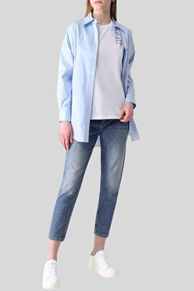 BOSS Pamuklu Kadın Gömlek Mavi 450