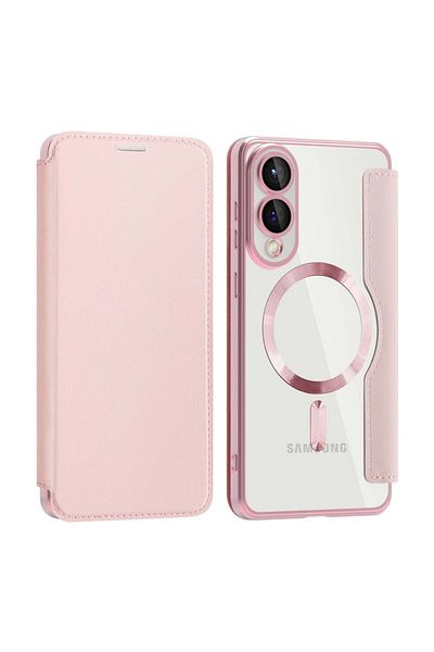 SKYDDAR INNOVATION Case for Samsung Galaxy S25 Edge, SmartMag Book, Magsafe, RFiD, Card Holder, sticker set, Pink