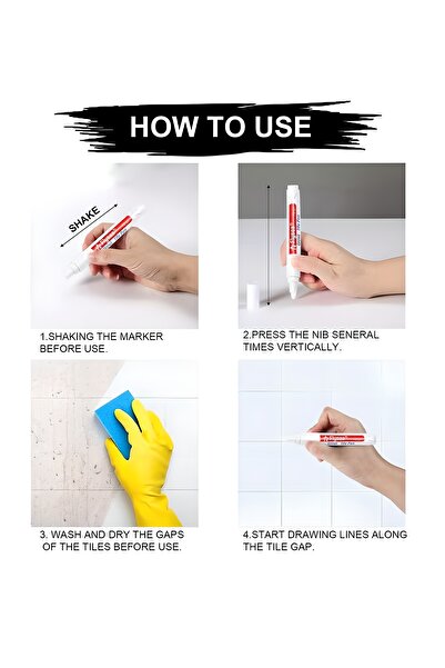 Arabest 12 Pack Grout Pen, Marker Repair Pens, Suitable for Kitchen Bedroom Balcony Wall and Floor (White)