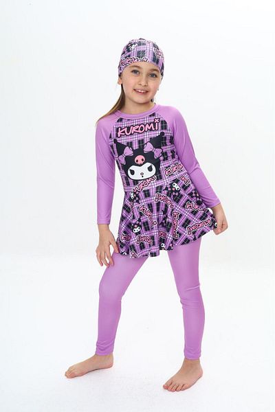 ÖYKÜ KİDS Beaded Girl's Stylish Swimsuit with Skirt Detail