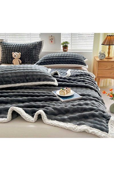 trendyhome Premium cocolino Blanket With Pillowcases, Plain, Grey, PT24069