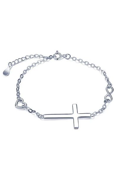 JustZEN Silver Bracelet, JustZen™, Cross, Adjustable Size, Love, Anniversary, Birthday, Holidays