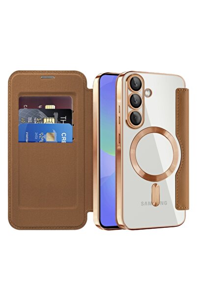 SKYDDAR INNOVATION Θήκη για Samsung Galaxy A36 5G, SmartMag Book, Magsafe, RFiD, Θήκη καρτών, σετ αυτοκόλλητων, καφέ