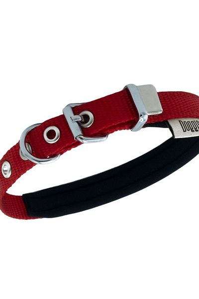 Doggie طوق كلب منسوج مريح أحمر صغير 1.5x25-30 سم