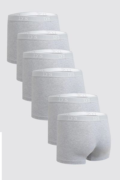 D'S Damat Σετ μπόξερ Ds Damat Grey με ελαστική μέση με λογότυπο μάρκας Lycra Stretchable 6 τεμαχίων