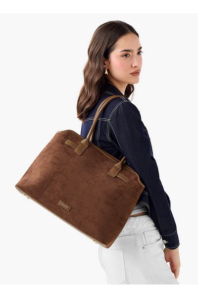 Flora Bella by Shoexpress Solid Tote Bag with Double Handles and Zip Closure