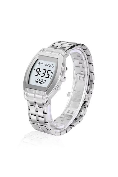 Alharameen Muslim Azan Time Watch for Prayer Islamic Qibla Wrist Clock for All Cities Waterproof