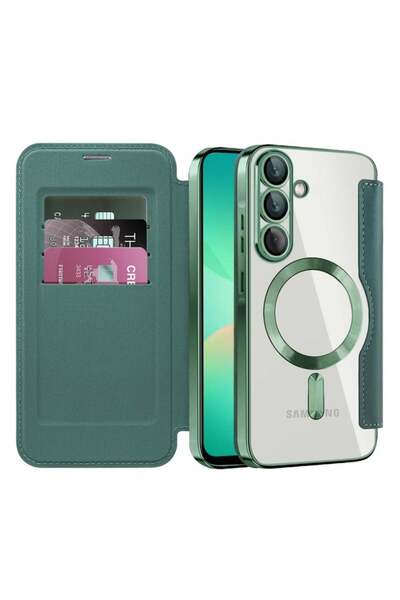 SKYDDAR INNOVATION Θήκη για Samsung Galaxy A26 5G, SmartMag Book, Magsafe, RFiD, Θήκη καρτών, σετ αυτοκόλλητων, Πράσινη