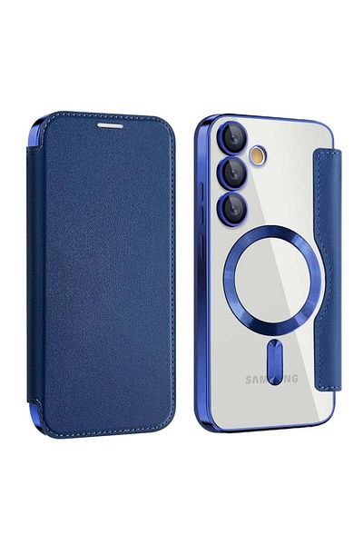 SKYDDAR INNOVATION Case for Samsung Galaxy S23, SmartMag Book, Magsafe, RFiD, Card Holder, sticker set, Blue