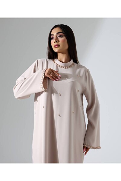 ZENYA BUTİK Büyük Beden Tesettür Taş Detaylı Krep Elbise