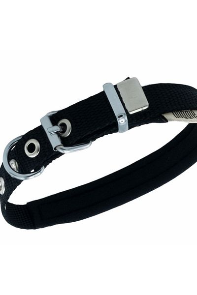 Doggie طوق كلب منسوج مريح أسود متوسط 1.5x25-30 سم