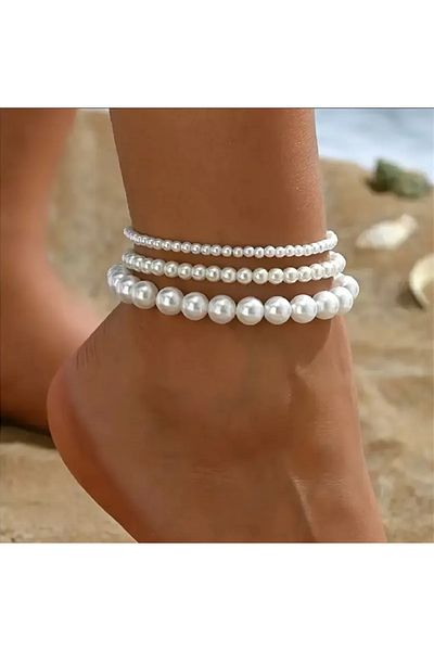 TUHAM AKSESUAR 3 Pieces İnci̇ Summer Esti̇va Halhal