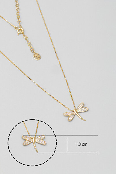 So CHIC... Uğurlu Yusufçuk 18 Ayar Sarı Altın Kaplama 45 Cm Gümüş Minimal Kolye