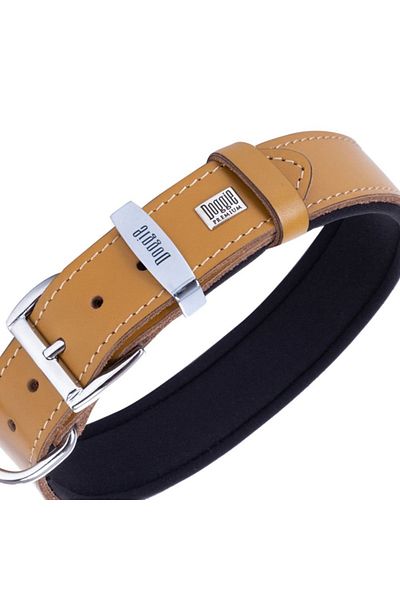 Doggie طوق كلب مزين بالعظام من الجلد المريح، جملي متوسط 3.5x47-55 سم