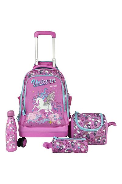 Atrium 4-in-1 Value Set (4-Wheel) Trolley Bag with Accessory for 15.6" (Device)Pink