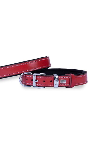 Doggie طوق كلب من الجلد المريح أحمر متوسط 2x35 40 سم