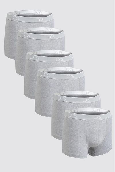 D'S Damat Σετ μπόξερ Ds Damat Grey με ελαστική μέση με λογότυπο μάρκας Lycra Stretchable 6 τεμαχίων