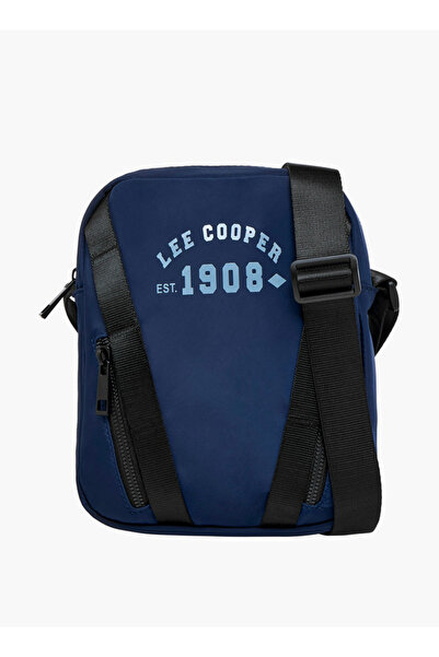 Lee Cooper Logo Print Crossbody Bag with Adjustable Strap and Zip Closure - W 8.5 x H 22.5 x D 6 cm