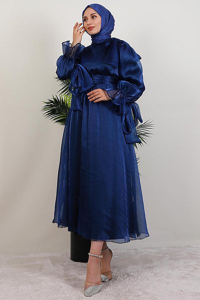 GİYZAMİLA Misha Hijab Dress Navy Blue