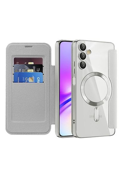 SKYDDAR INNOVATION Case for Samsung Galaxy A05s, SmartMag Book, Magsafe, RFiD, Card Holder, sticker set, Gray