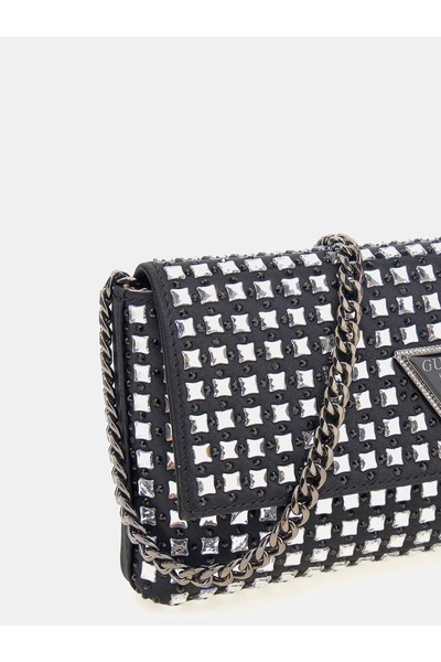 Guess Women Black Zalına Flap Clutch-Bla Shoulder Bag