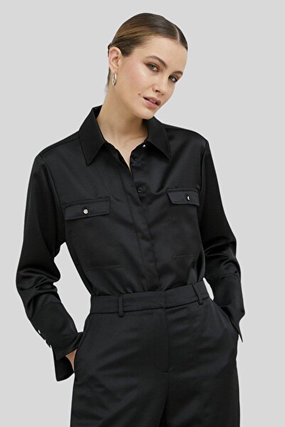 BOSS Kadın Saten Gömlek Siyah