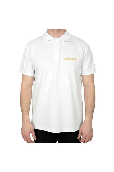 Z zepplin Tricou polo alb cu logo auriu Alpinestars