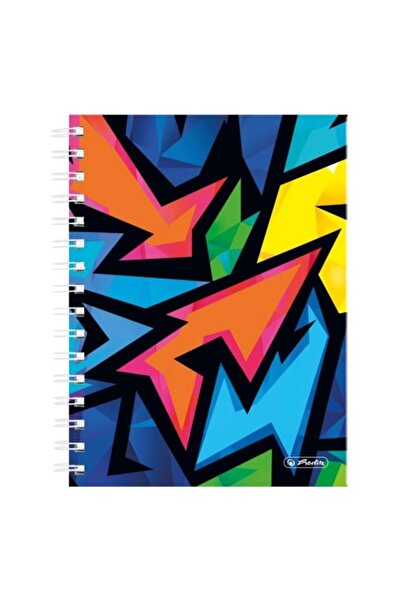 Herlitz Caiet spiralat Neon Art A5, culoare multicoloră, material hârtie, 100 de coli, format grilă, copertă rigidă