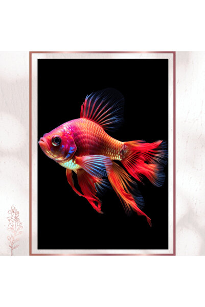 Komut Neon Renkli Japon Balığı - Modern Su Altı Sanat Pvc Tablo