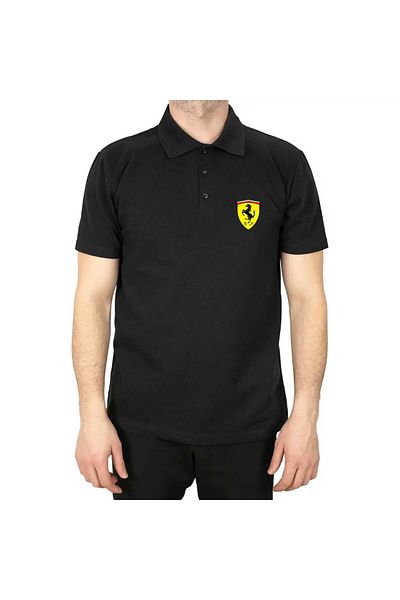 Z zepplin Черна тениска с поло яка и лого на Ferrari