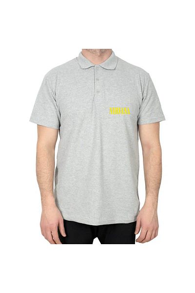 Z zepplin Nirvana Text Yellow Polo Neck Gray T-Shirt
