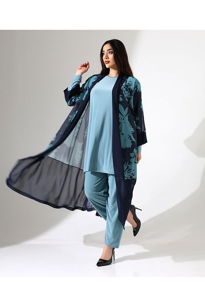 Fi'l Arz Fashion Floral Patterned Chiffon Hijab Suit