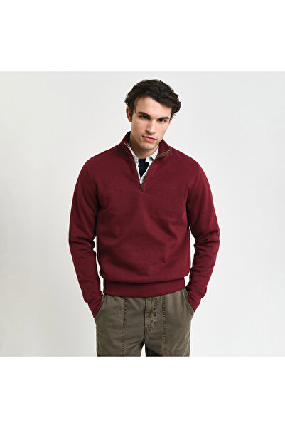 Gant Erkek Bordo Regular Fit Yarım Fermuarlı Sweatshirt