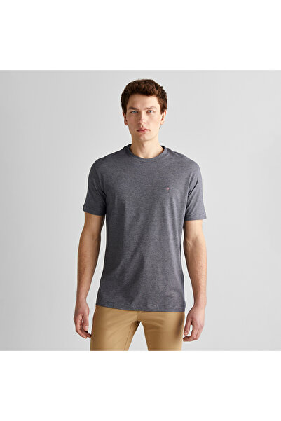 Gant Erkek Lacivert Regular Fit Bisiklet Yaka Çizgili T-Shirt
