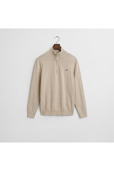 Gant Erkek Bej Regular Fit Yarım Fermuarlı Kazak