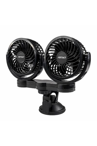 AMIO Double fan 24V, 2x10cm, 10W, suction cup mount, 2 speeds, PRO Series, 03011
