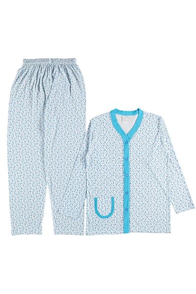 bipamuk Soft Bloom Design Cotton Full Button Women's Pajamas Set Breathable Fabric Summer M/2Xl