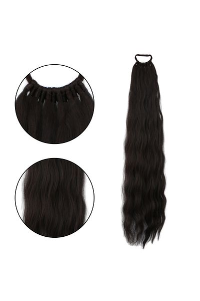 Mina Peruk Rubber Buckle Ponytail Water Wave - Red Brown