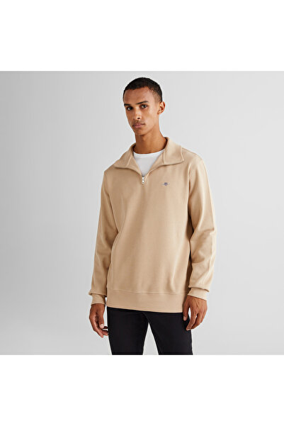 Gant Erkek Bej Regular Fit Yarım Fermuarlı Sweatshirt