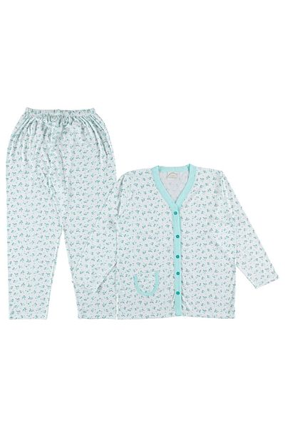 bipamuk Venessa Design Plus Size Full Button Cotton Women's Pajamas Set Comfortable Fit Xl/2Xl