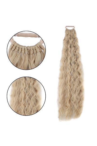 Mina Peruk Rubber Buckle Ponytail Fluffy Afro Wavy - Honey Foam Platinum Highlight
