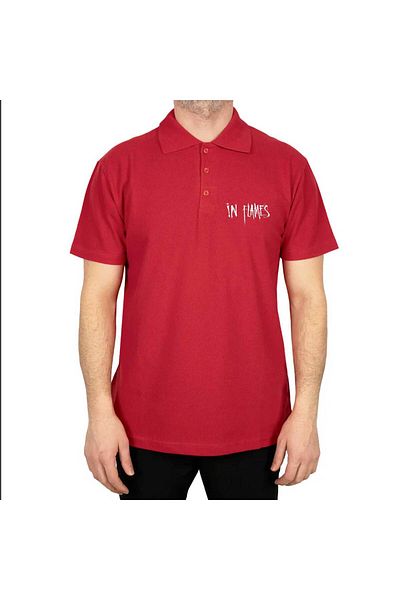 Z zepplin In Flames Logo Polo Neck Red T-Shirt