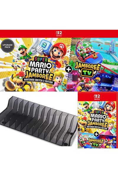Nintendo Super Mario Party Jamboree - Switch 2 Edition + Jamboree TV with a XTRIZ Gaming CD Rack