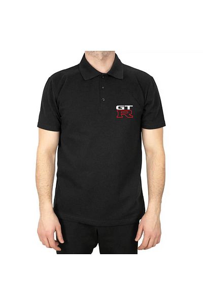 Z zepplin Nissan Gtr Logo Polo Neck Black T-Shirt