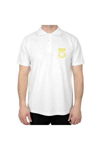 Z zepplin Tricou alb cu guler polo cu logo Nirvana