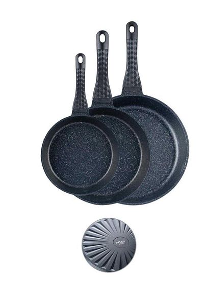 ACAR Diamante 3-Piece Cast Granite Pan Set Black