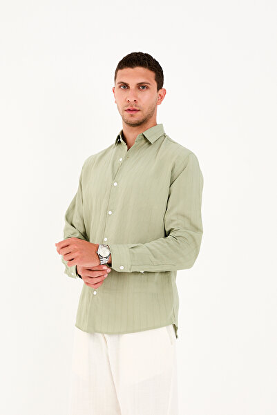 No Way Ανδρικό πουκάμισο με μακρυμάνικο ριγέ μοντέλο κανονικής εφαρμογής