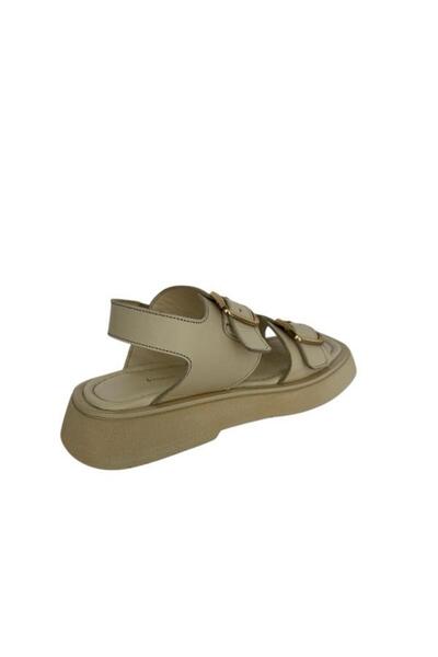 KEMAL TANCA 862 M-141-1 Women's Khaki Leather Sandals