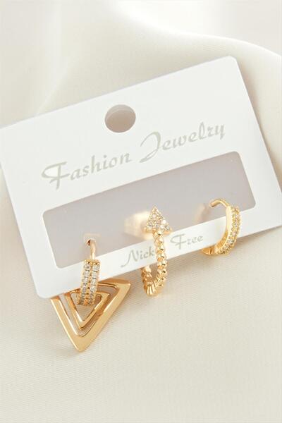 Marsilyan 3 Pieces Arrow Zircon Stone Earrings