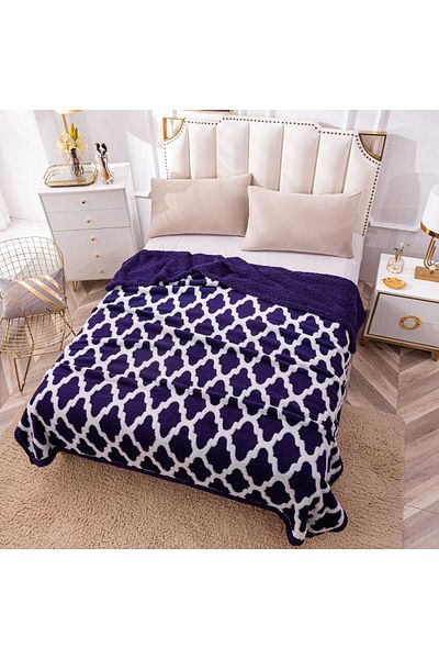 trendyhome Cocolino Quilt With Fur, 200x230 cm, Modern, Purple-White, PT24011